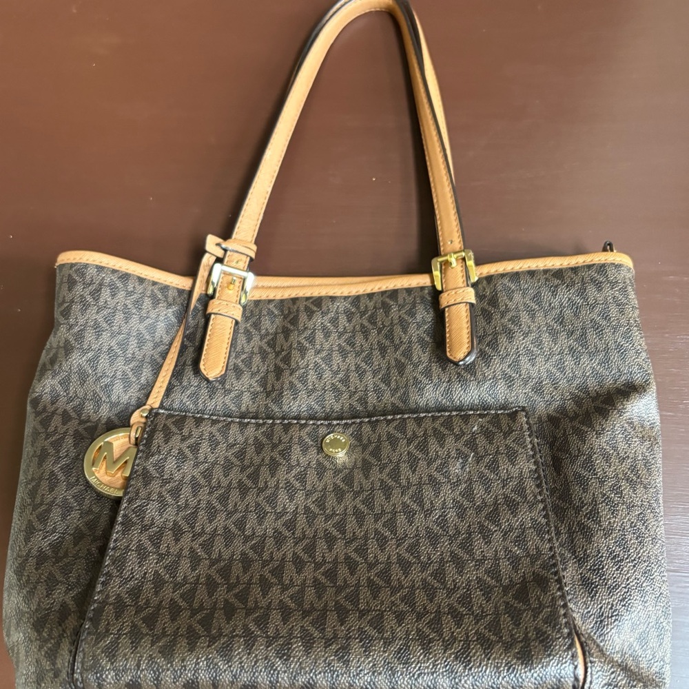 Michael Kors Brown and Tan Signature Tote